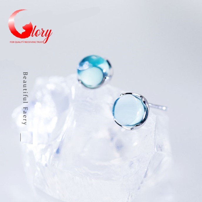 [HCM]Bông tai nữ tròn cá tính hàn quốc siêu dễ thương hình hạt nước xanh -Khuyên tai cute trang sức nữ cho phái đẹp G460959B