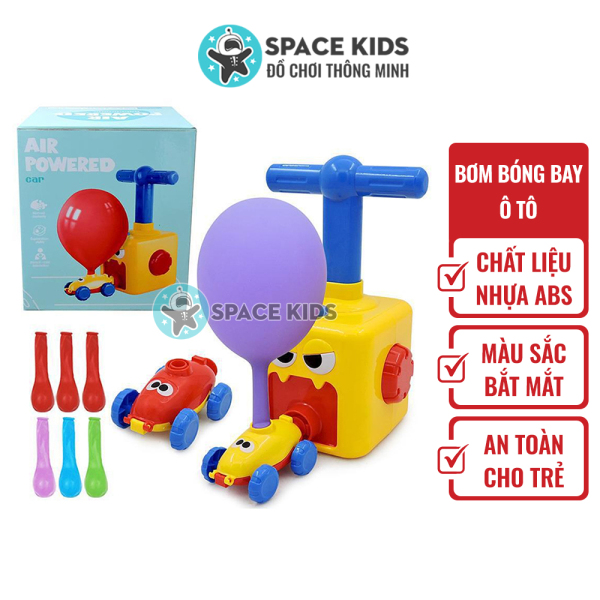 Đồ chơi trẻ em Space Kids Bơm bóng bay ô tô chạy quán tính cho trẻ em vận động, tặng kèm bóng
