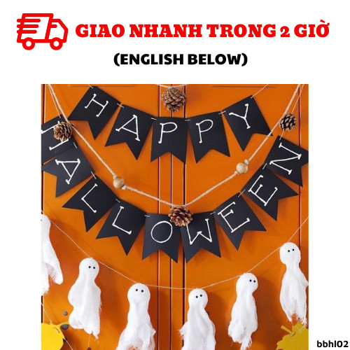 Dây cờ trang trí halloween màu đen bbhl02