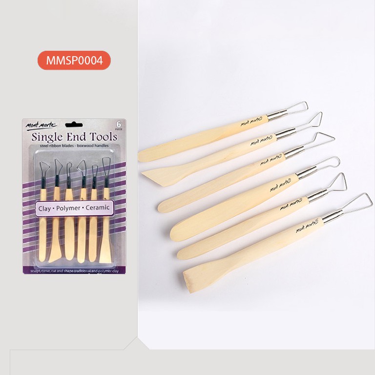 [Giao Hỏa Tốc] Bộ Dụng Cụ 6 Món Làm Đất Sét Mont Marte - Single End Tools 6pc - MMSP0004
