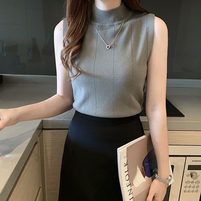 Áo thun len sát nách cổ cao bao mềm mịn không sù