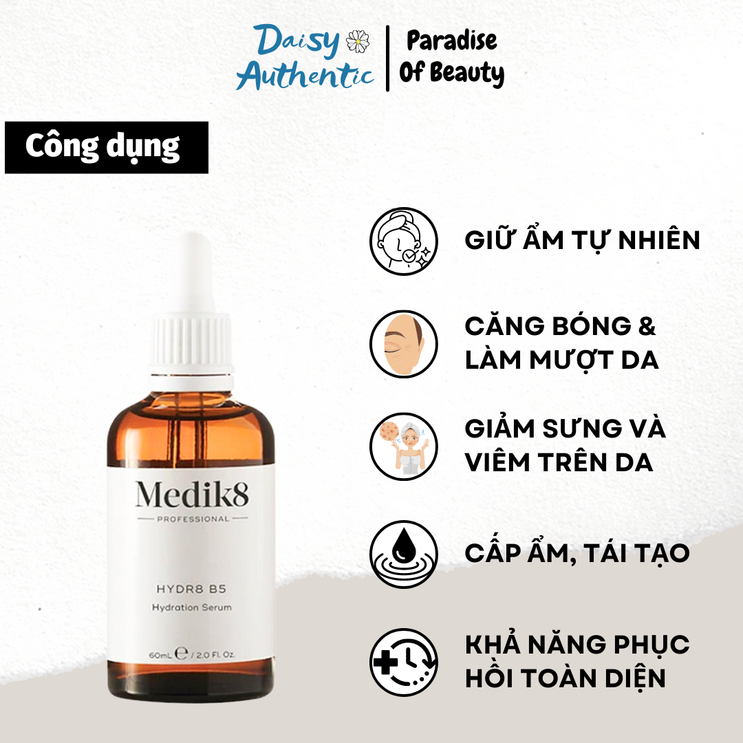 Serum Medik8 Hydr8 B5 LIQUID REHYDRATION 60ml - Tinh chất Cấp Ẩm Phục hồi da