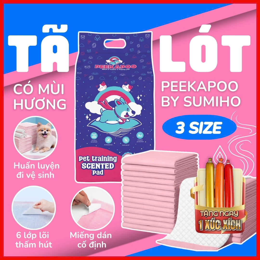 Tã lót cho chó Peekapoo (có mùi hương hỗ trợ khử mùi, ngừa khuẩn) hỗ trợ cún cưng đi vệ sinh đúng chỗ (tặng xúc xích)