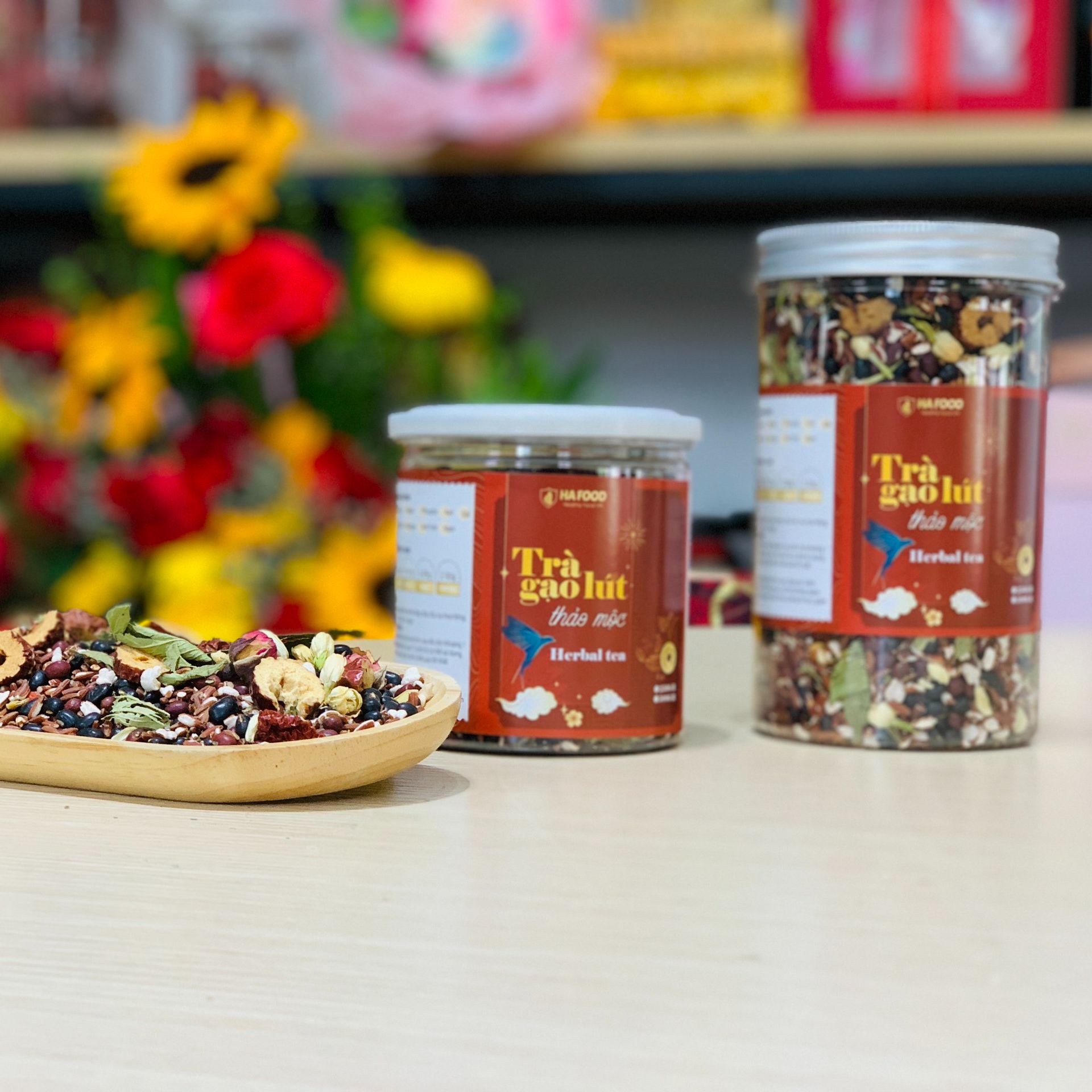 Trà gạo lứt túi lọc Hafood, trà gạo lứt đậu đen thảo mộc, giảm cân, ăn kiêng, thực dưỡng