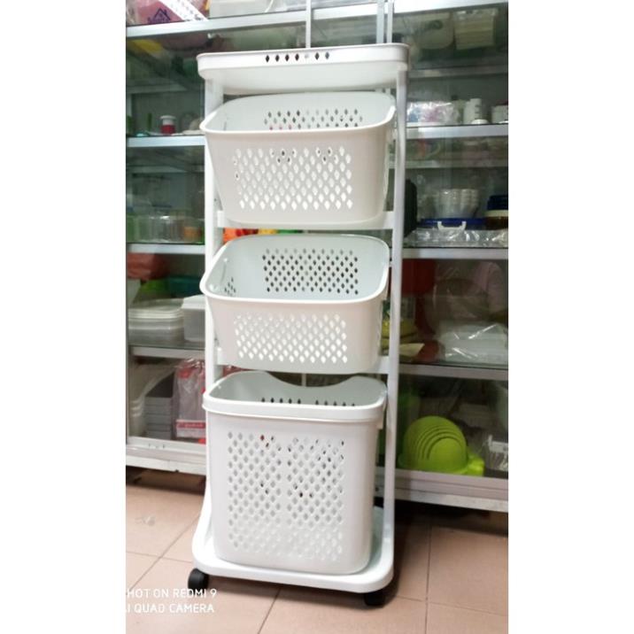 [HOT+FREE SHIP] Kệ rổ 3 tầng có bánh xe việt nhật ( 2 rổ nhỏ , 1 rổ lớn )