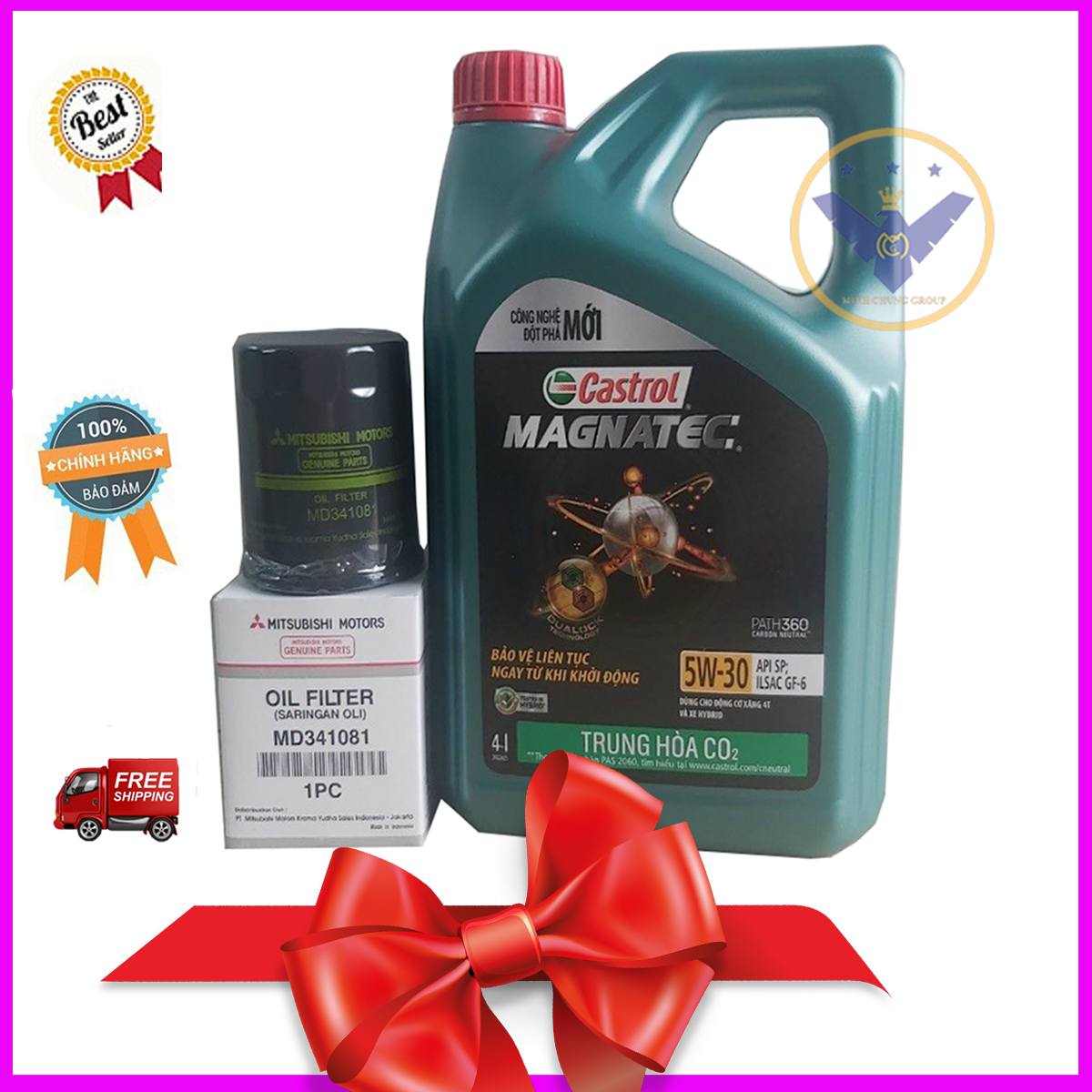 Dầu nhớt ô tô tổng hợp toàn phần Castrol Magnatec 5W