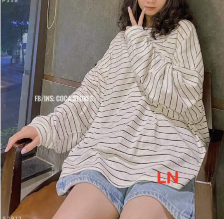 FREESHIPMAX-Áo kẻ thụng tay dài LN12