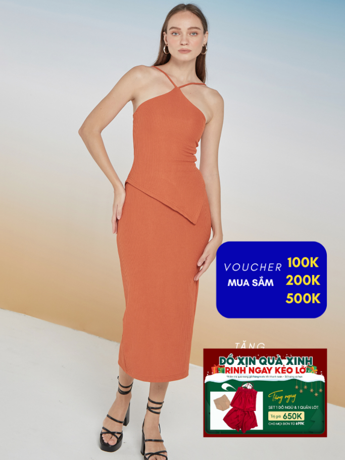 COCO SIN - Set Áo Yếm + Váy Cam