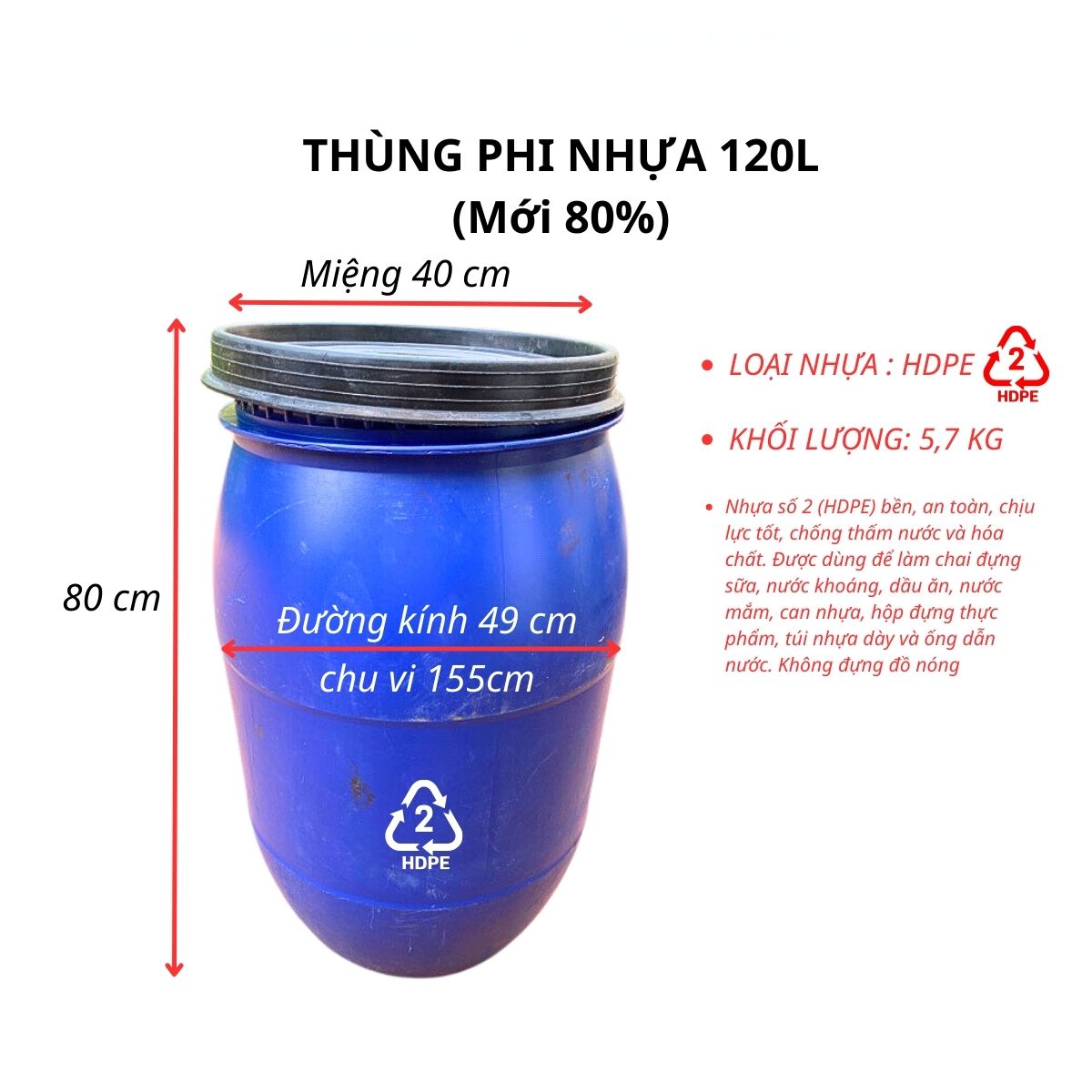 Thùng phi phuy nhựa 120 L