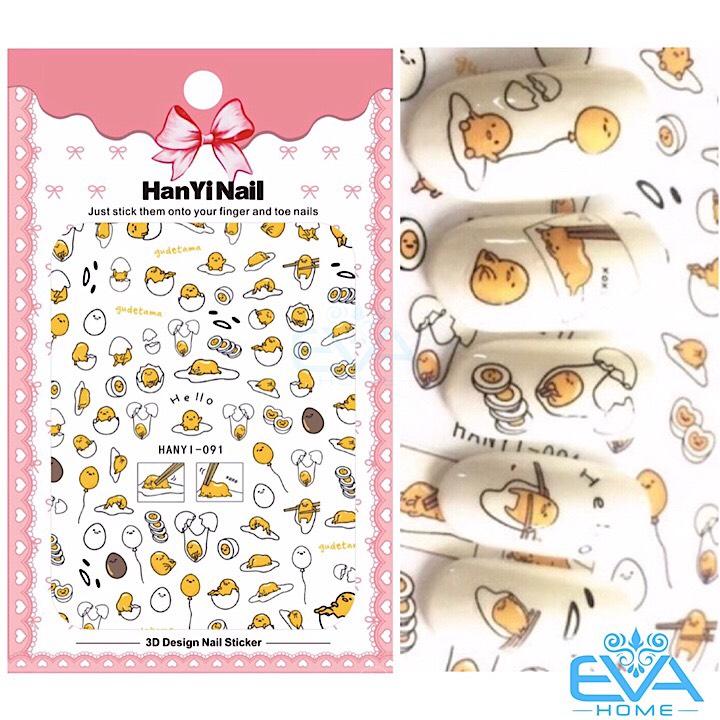 Miếng Dán Móng Tay 3D Nail Sticker Hoạt Hình Trứng Lười Gudetana Hanyi 091