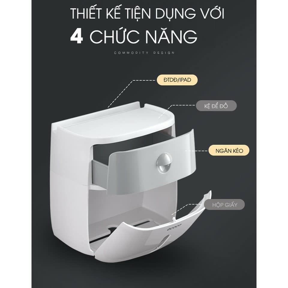 Hộp đựng giấy vệ sinh 2in1 Ecoco, hàng cao cấp