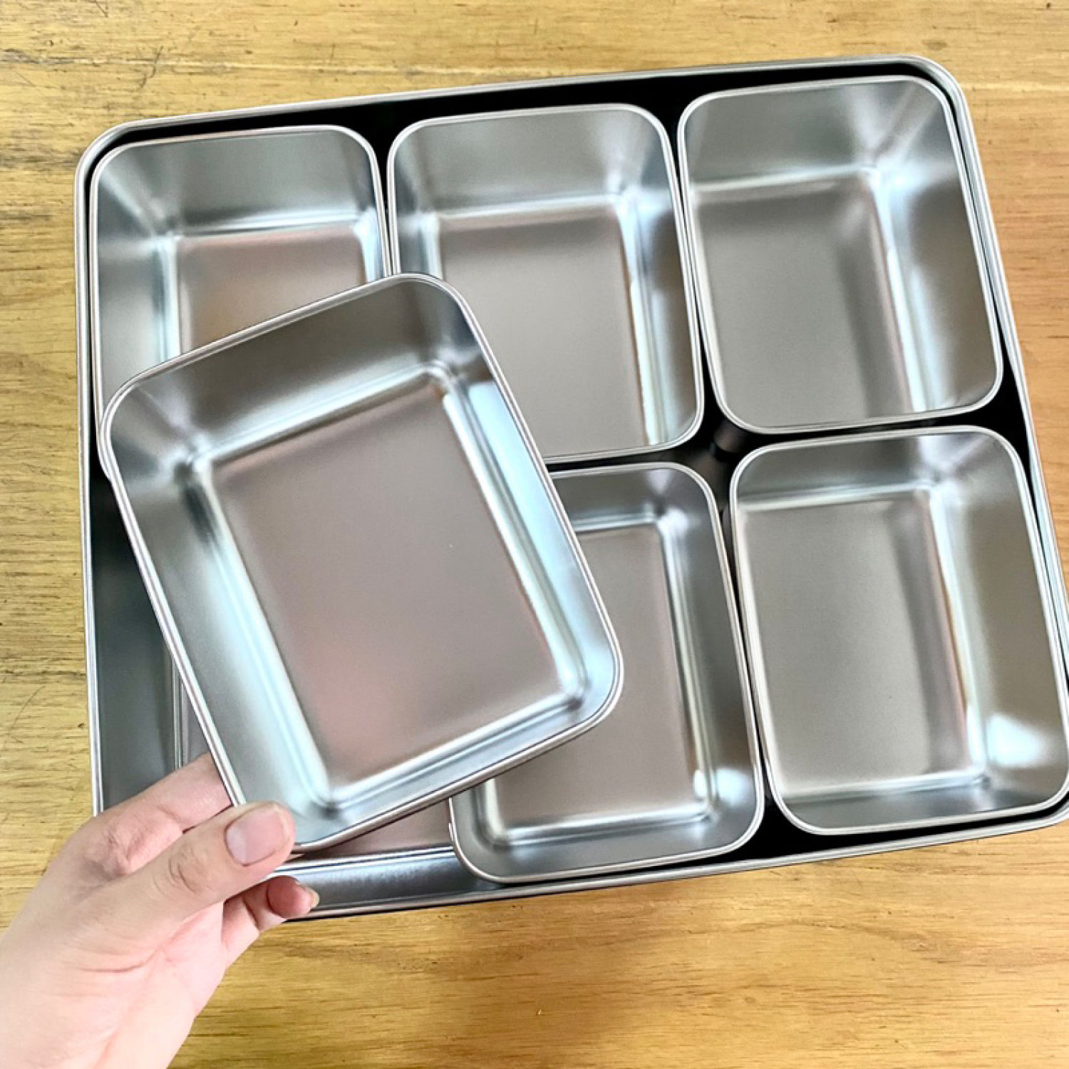 Set Khay Inox 6 Ngăn, 8 Ngăn Đựng Topping