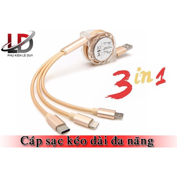 Sạc đa năng 3 đầu dây rút sỉ lh