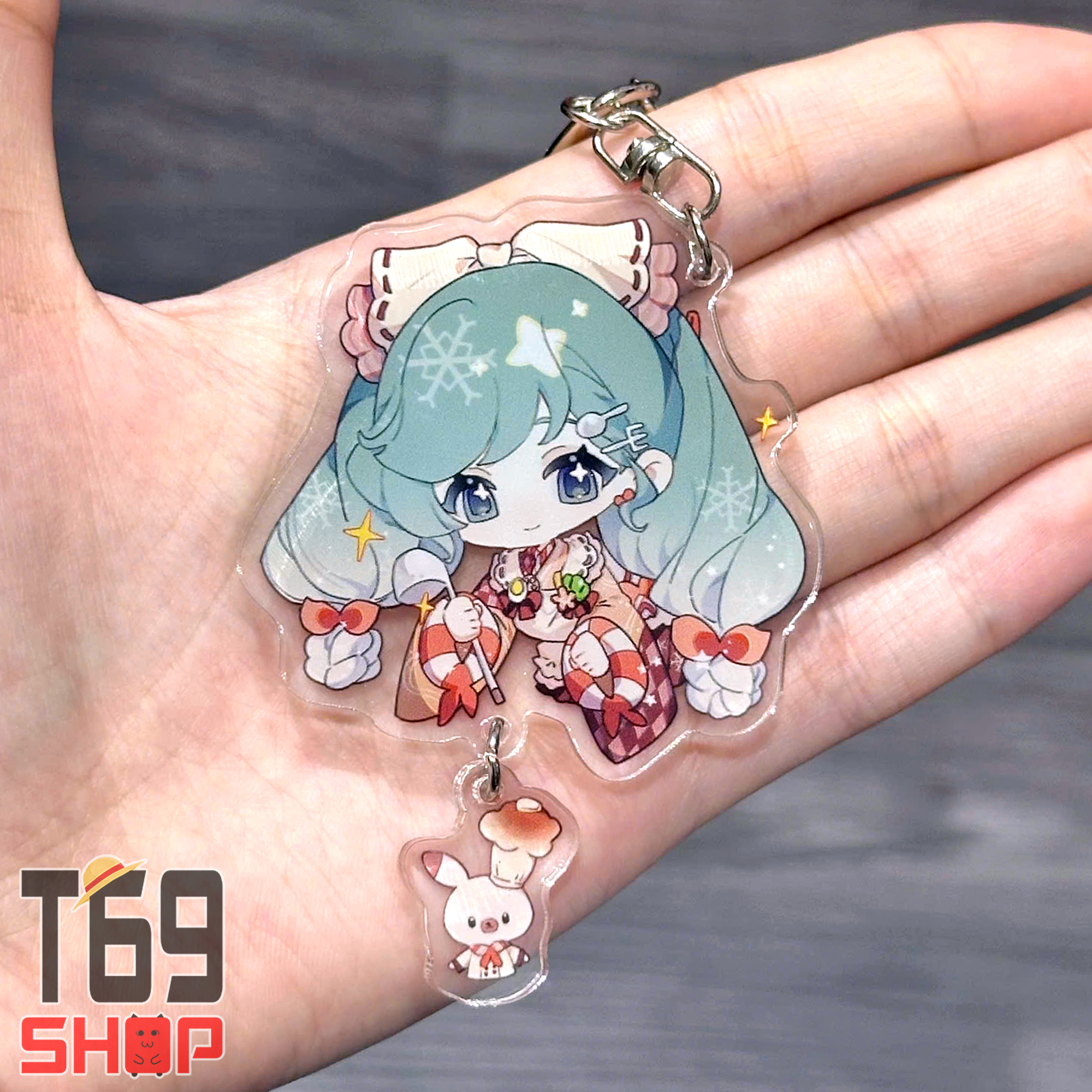 [8 mẫu] Móc khóa mica Hatsune Miku - Cute ver 1 (Loại cao cấp - Hình in ép giữa 2 mặt mica) [T69 Shop]