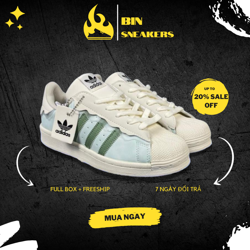 Giày Das sò nam nữ màu kem siêu đẹp cao cấp - Giày thể thao nữ Superstar mũi sò màu kem hàng 11 Full Box
