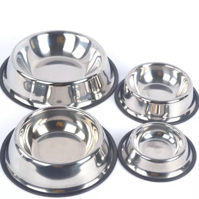 Bát ăn inox trơn - bát ăn cho chó mèo - Channsusu Pet Shop