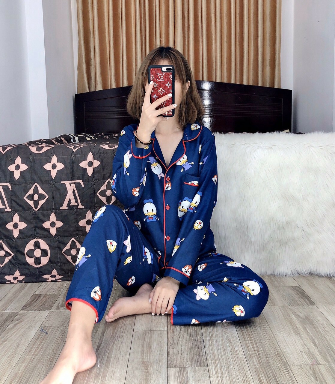 Đồ bộ pijama tay dài chất vải kate thái chuẩn loại 1