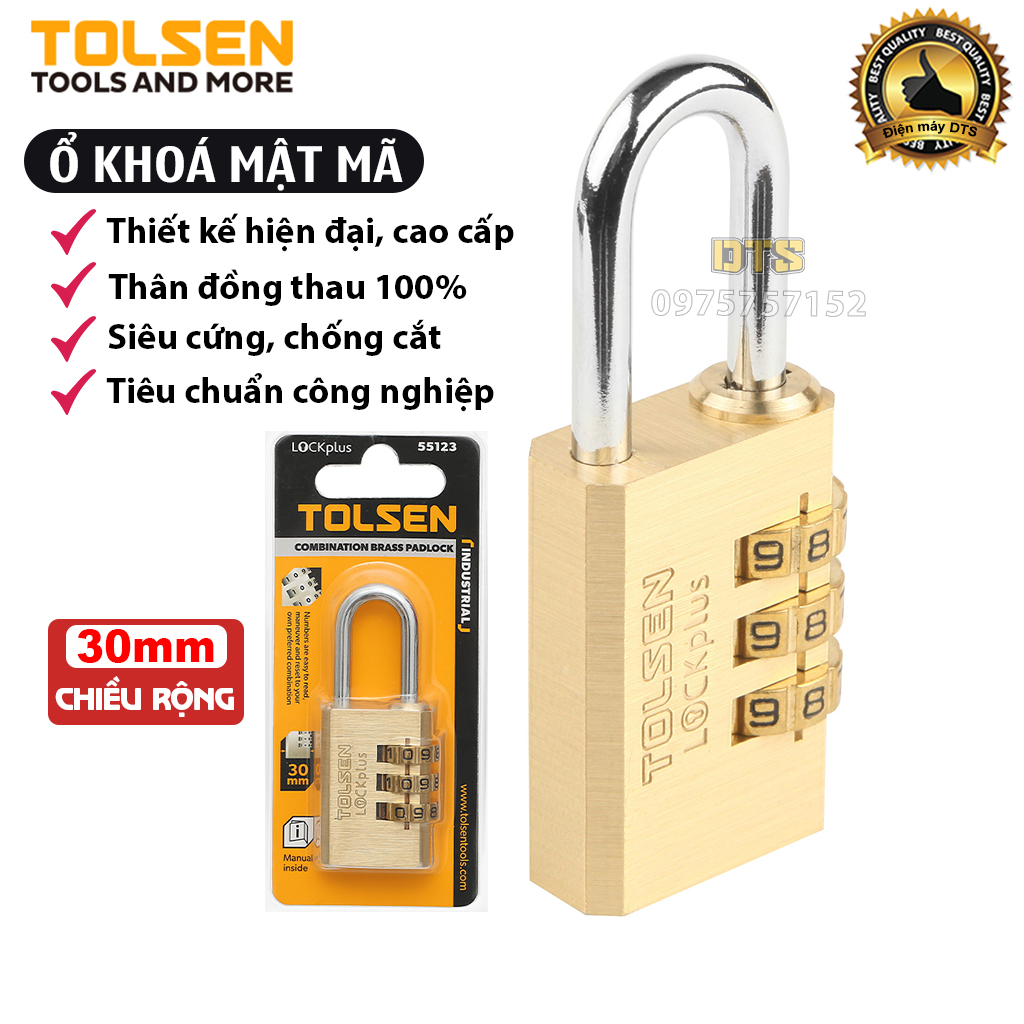 Ổ khoá đồng mật khẩu 3 số công nghiệp TOLSEN size 30mm, khoá bấm khoá vali siêu cứng, chống cắt, chống trộm, ổ khoá chống trộm chống sét, khoá vali, khoá tủ, khoá treo, khoá móc, ổ khoá tủ mật mã - Tiêu chuẩn xuất khẩu châu Âu