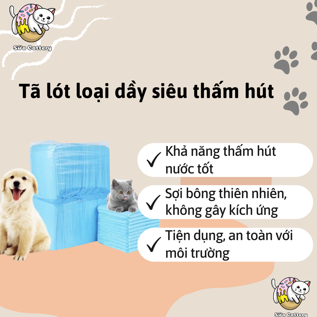 Tã lót ổ chó mèo - Miếng lót chuồng chuồng chó mèo - Miếng lót vệ sinh khử mùi, siêu thấm