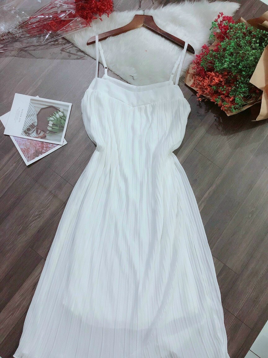 Đầm maxi dập ly 2 dây