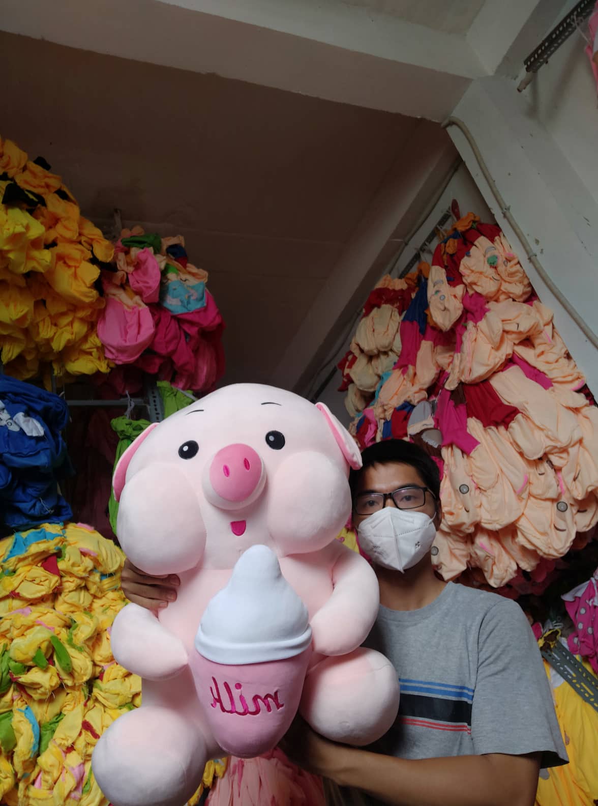 Gấu Bông Heo bông  ôm bình sữa