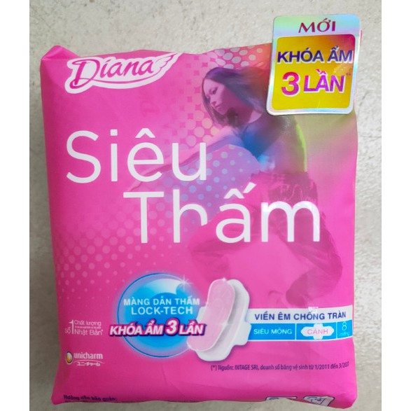 Băng Vệ Sinh Diana Siêu mỏng Cánh ( 1gói x 8 Miếng)