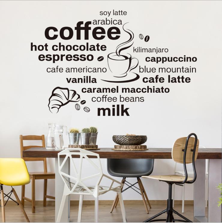 [HCM]Decal dán tường Amyshop- tiếng anh Coffee DKN025