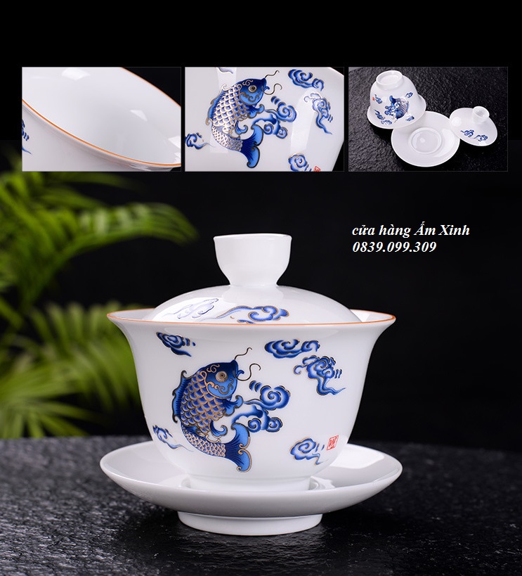 Chén Khải sứ trắng Bạch Định thấu quang 200 ml