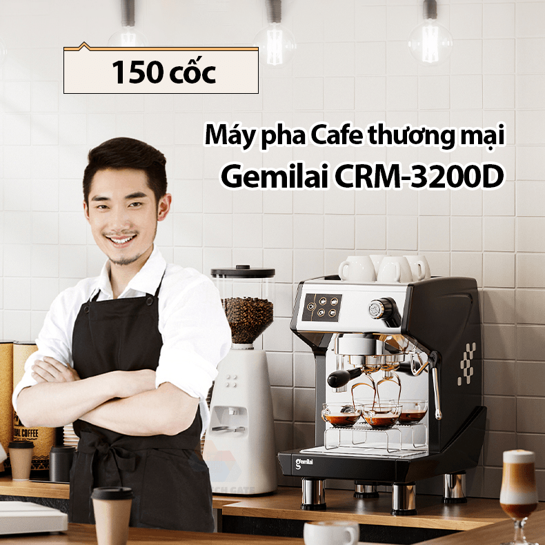 Máy pha cà phê chuyên nghiệp Gemilai CRM3200D năng suất 150 cúp, chuyên gia Espresso cho quán cafe, takeaway, nhà hàng, hàng chính hãng