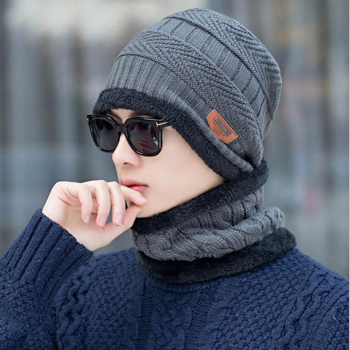 Sét Mũ Len Kèm Khăn Chữ M