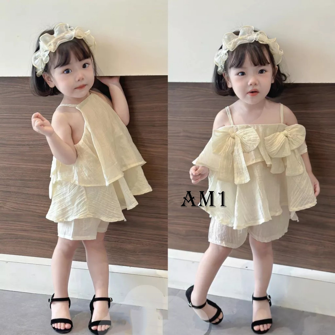 Đồ bộ bé gái 2 dây chất đũi qate744 bộ quần áo bé gái tb351