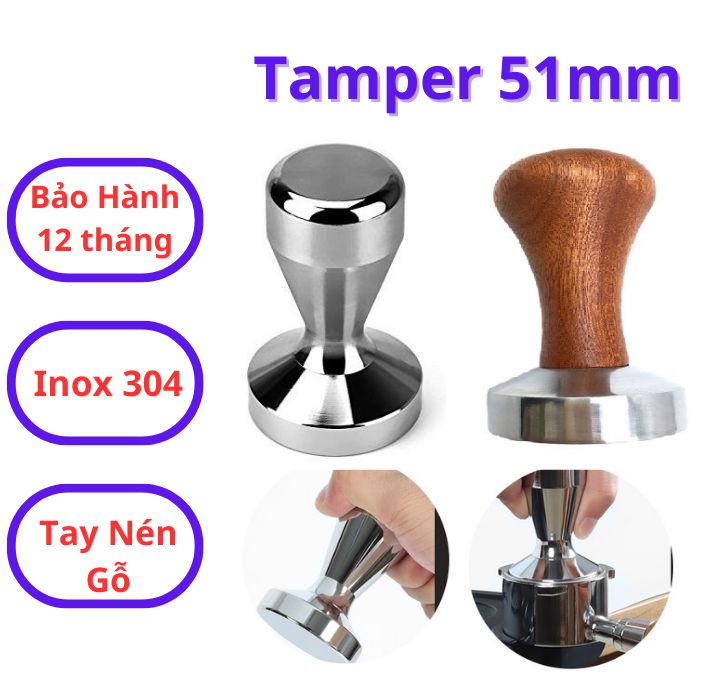 Tamper 51mm, cục nén cafe espresso 51mm