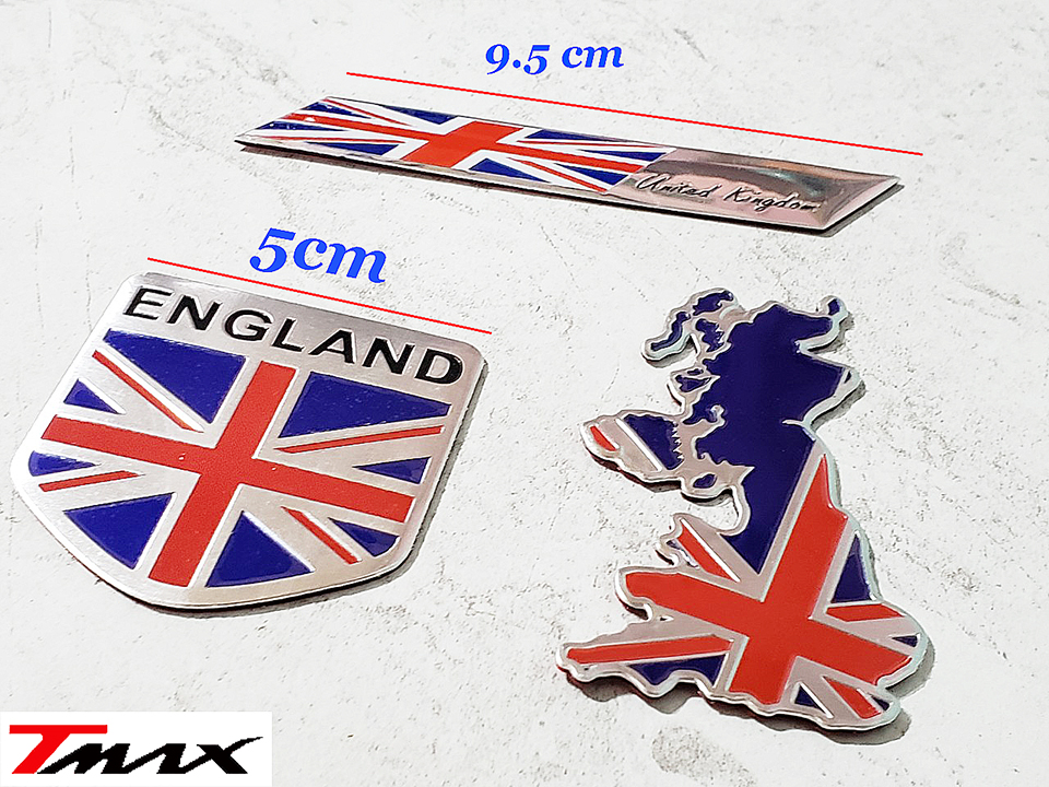 Bộ 3 decal nhôm cờ anh - mẫu 02