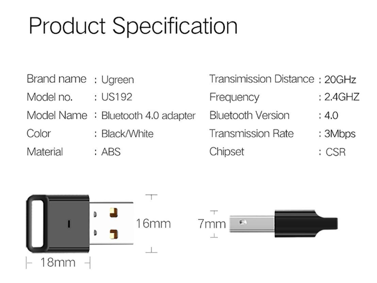 USB PHÁT BLUETOOTH 4.0 CHO LAPTOP VÀ PC CAO CẤP UGREEN 30524