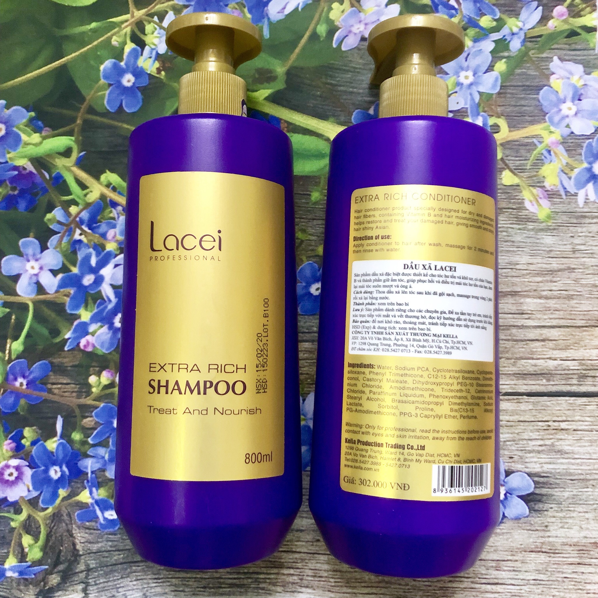 [HCM]DẦU GỘI XẢ TÓC SIÊU MƯỢT LACEI TÍM 800ML