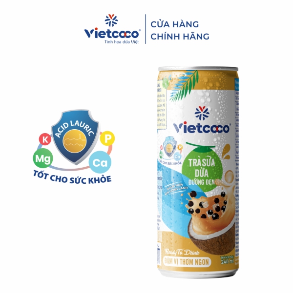 Combo 2 lon Trà sữa dừa đường đen Vietcoco 240ml