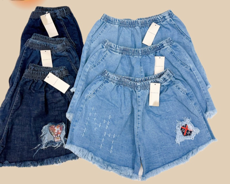 COMBO 3 QUẦN SHORT JEAN NỮ, Quần đùi jean nữ lưng chun co giãn, chất jean mềm mịn