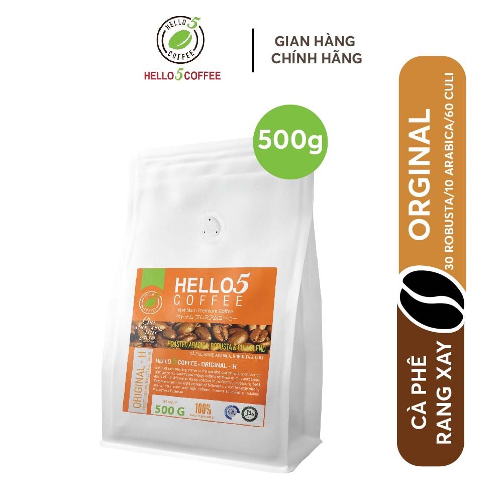 Cà Phê Nguyên Chất Hello 5 Coffee - Cà phê Phin - Gu mạnh - 500g