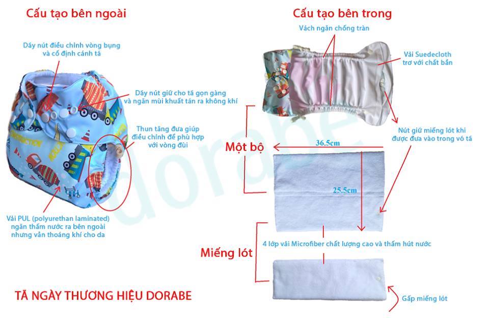 Bỉm vải Dorabe ban đêm cho bé