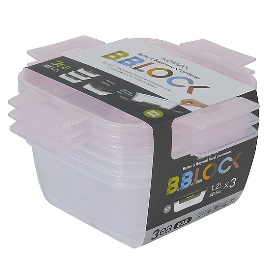 Bộ 3 hộp thực phẩm BB Lock Komax Hàn Quốc (1 hộp 350ml, 700ml, 1.2L) dùng lò vi sóng, tủ đông được FDA chứng nhận an toàn