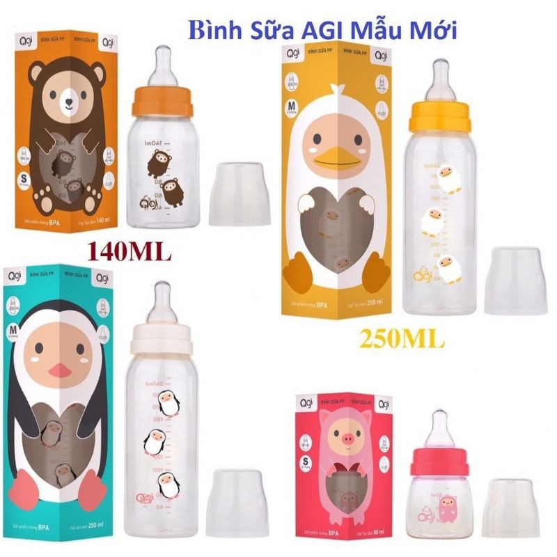 Bình sữa agi cổ hẹp 60ml-140ml-250ml cho bé
