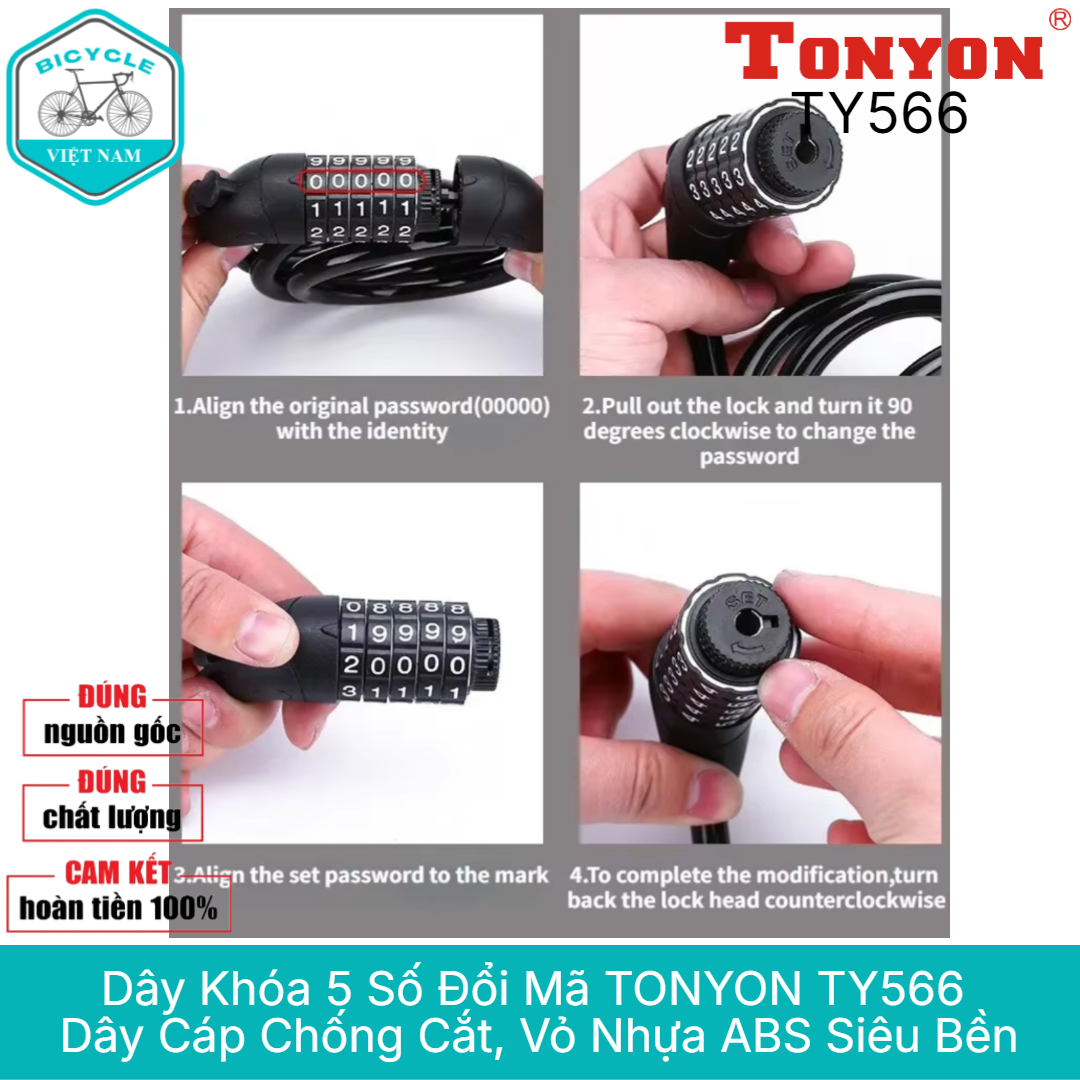 Tonyon Ty566 5-Digit Code Changing Bicycle Lock – Safe, Durable, Easy to Use