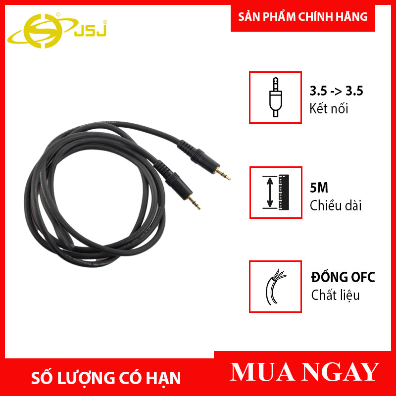 [HCM]Dây Tín Hiệu 2 Đầu 3 Li ( 2 Đầu 3.5mm ) Dài 5m JSJ-611