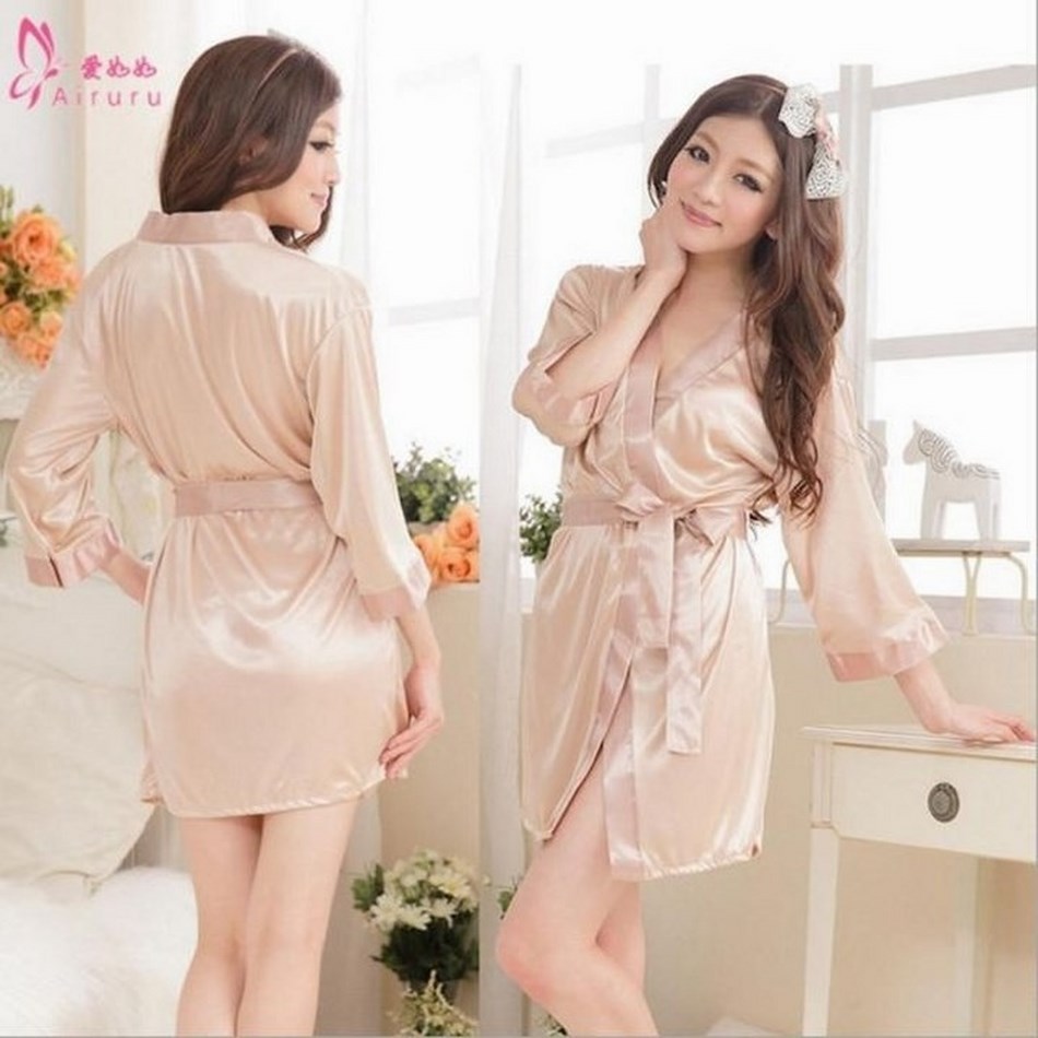 Áo Choàng Ngủ Lụa Satin Phong Cách Kimono