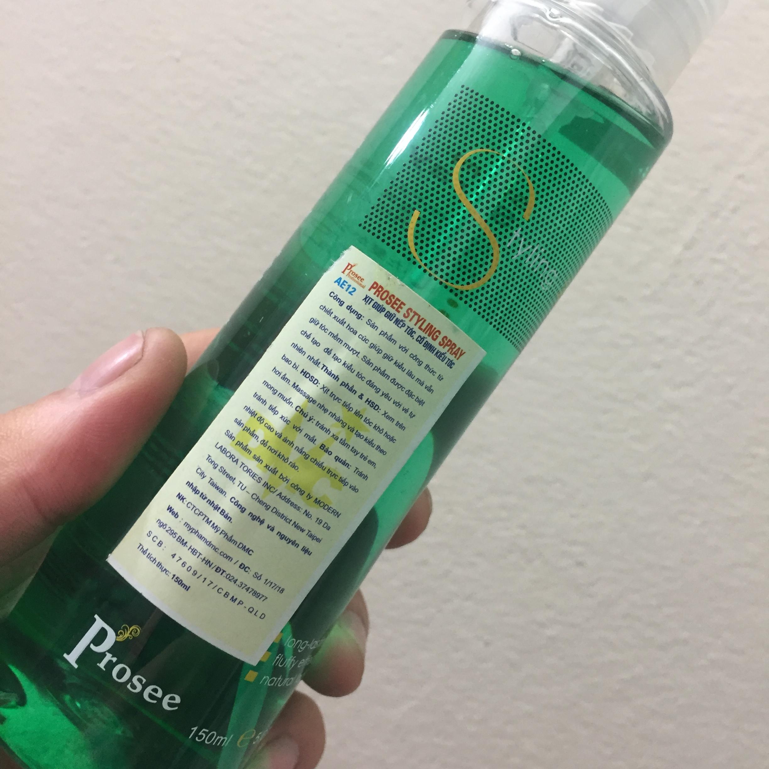Xịt giữ nếp tóc cố định kiểu tóc Styling Spray Prosee 150ml