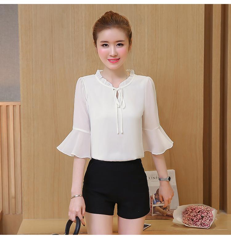 [HCM]Áo sơ mi nữ kiểu công sở cổ bèo tay lỡ loe.