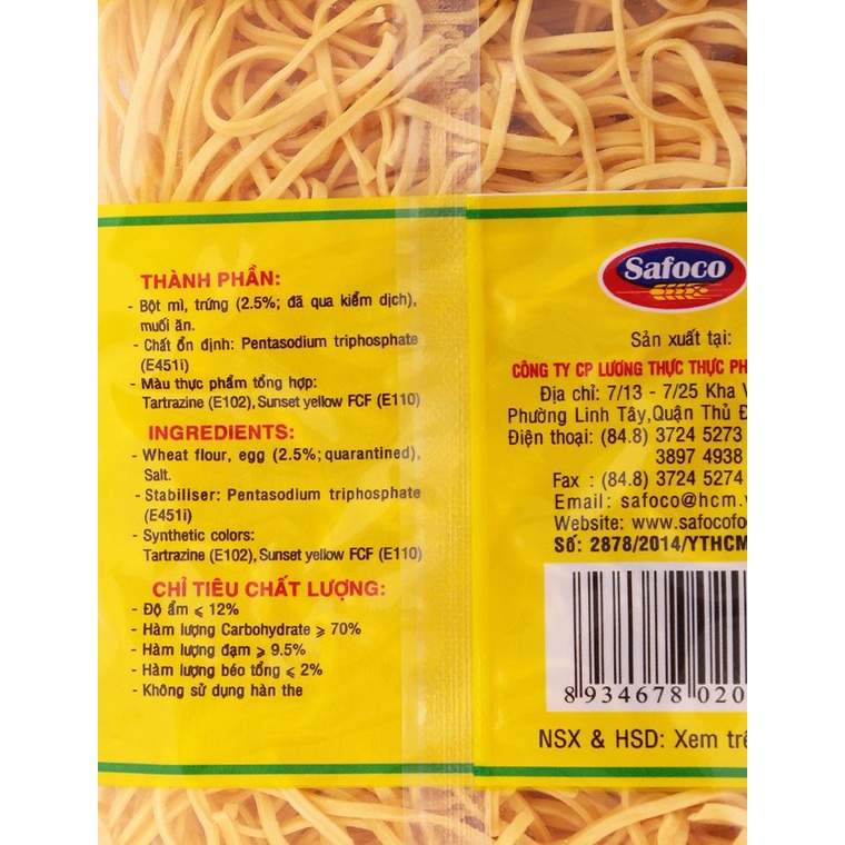 Mì trứng thượng hạng Safoco gói 400g