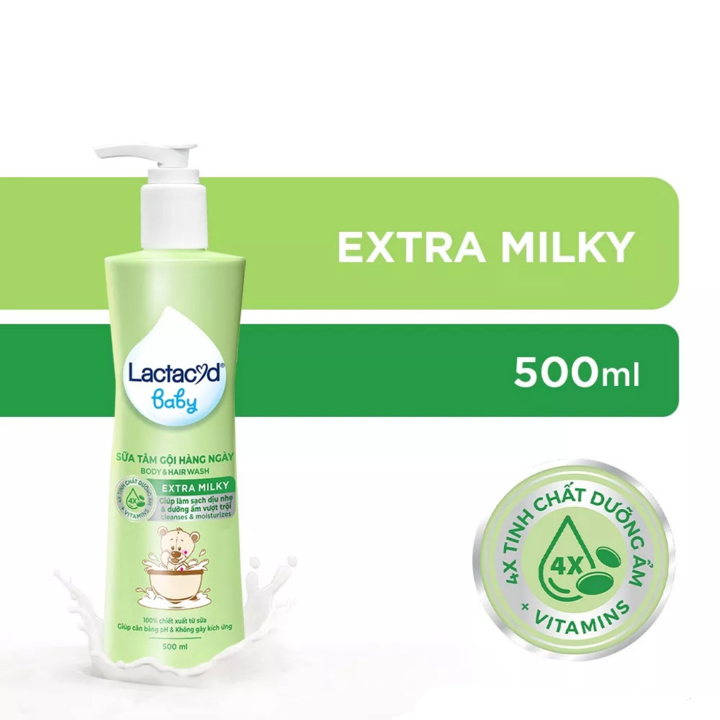 Sữa tắm gội Lactacyd Baby Extra Milky 500ml