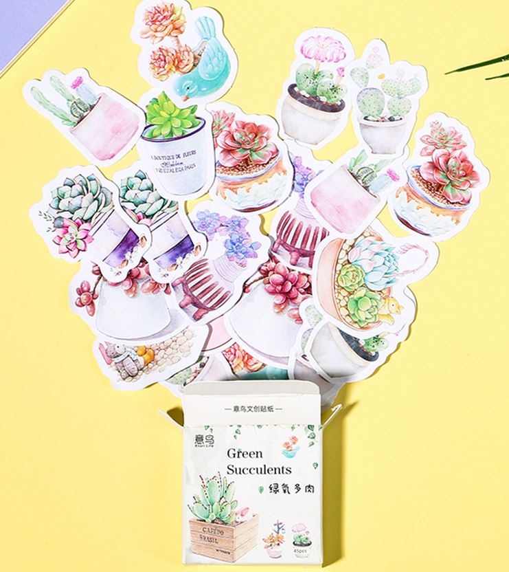 Bộ 45 Sticker Hàn Quốc hình Hoa Xinh dán trang trí E25