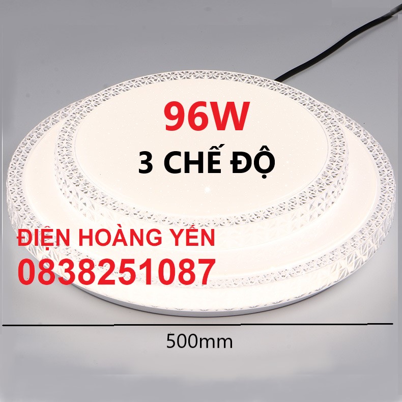 Đèn mâm ốp trần Led 96W- Ø500 3 chế độ ánh sáng